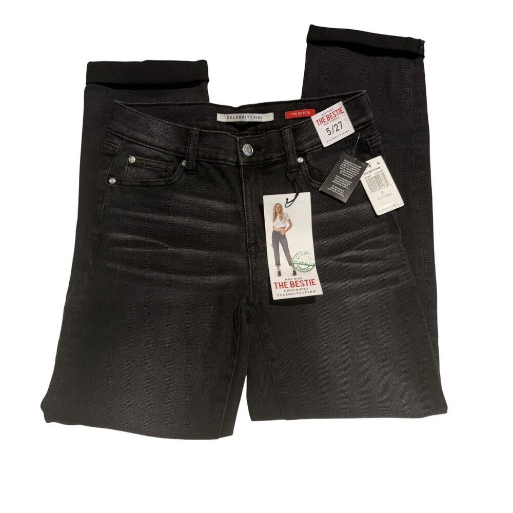 NWT Celebrity Pink The Bestie Mid-Rise Girlfriend Jeans 5/27 Sustainably Sourced